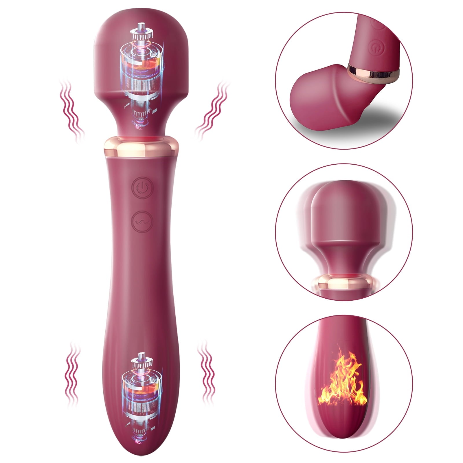 Female Vibrator Wand Massager jojo 10 Vibrating Double-headed Vibrator with Intelligent Heating Adult Toys for Woman