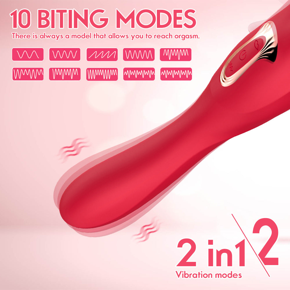 Rose Kiss Vibrator Biting & Licking Female Sex Toys G-spot Clitoris Stimulator