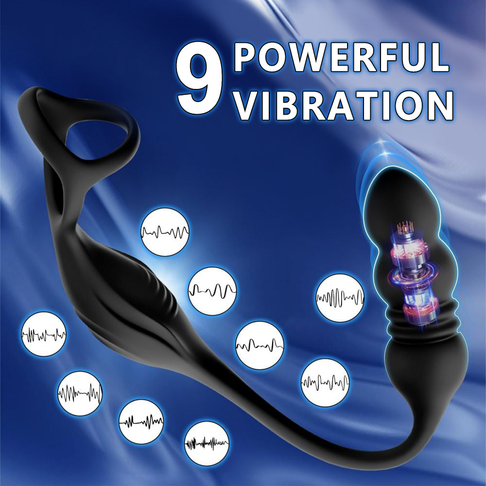 Male Anal Vibrator Prostate Massager with Penis Ring Remote Control Adult Toys 9 Trusting & 9 Vibration Butt Plug