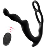 Male Prostate Massager with Double Penis Rings Remote Control Anal Vibrator Butt Plug Adult Toys