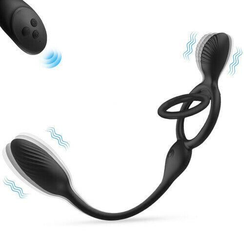 Male Anal Vibrator with Dual Cock Ring Prostate Massager Adult Sex Toy for Man