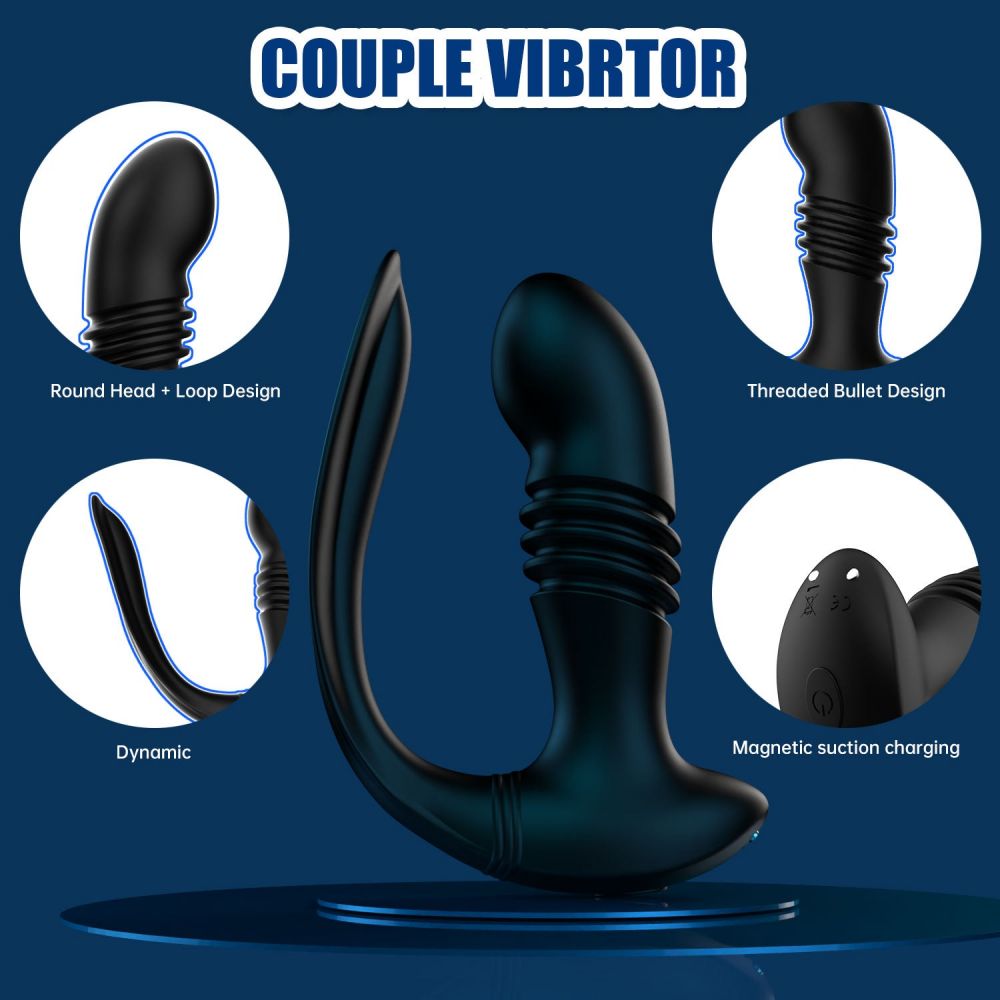 Male Prostate Massager Remote Control Anal Vibrator 3 Telescopic 12 Vibrations Butt Plug Sex Toys