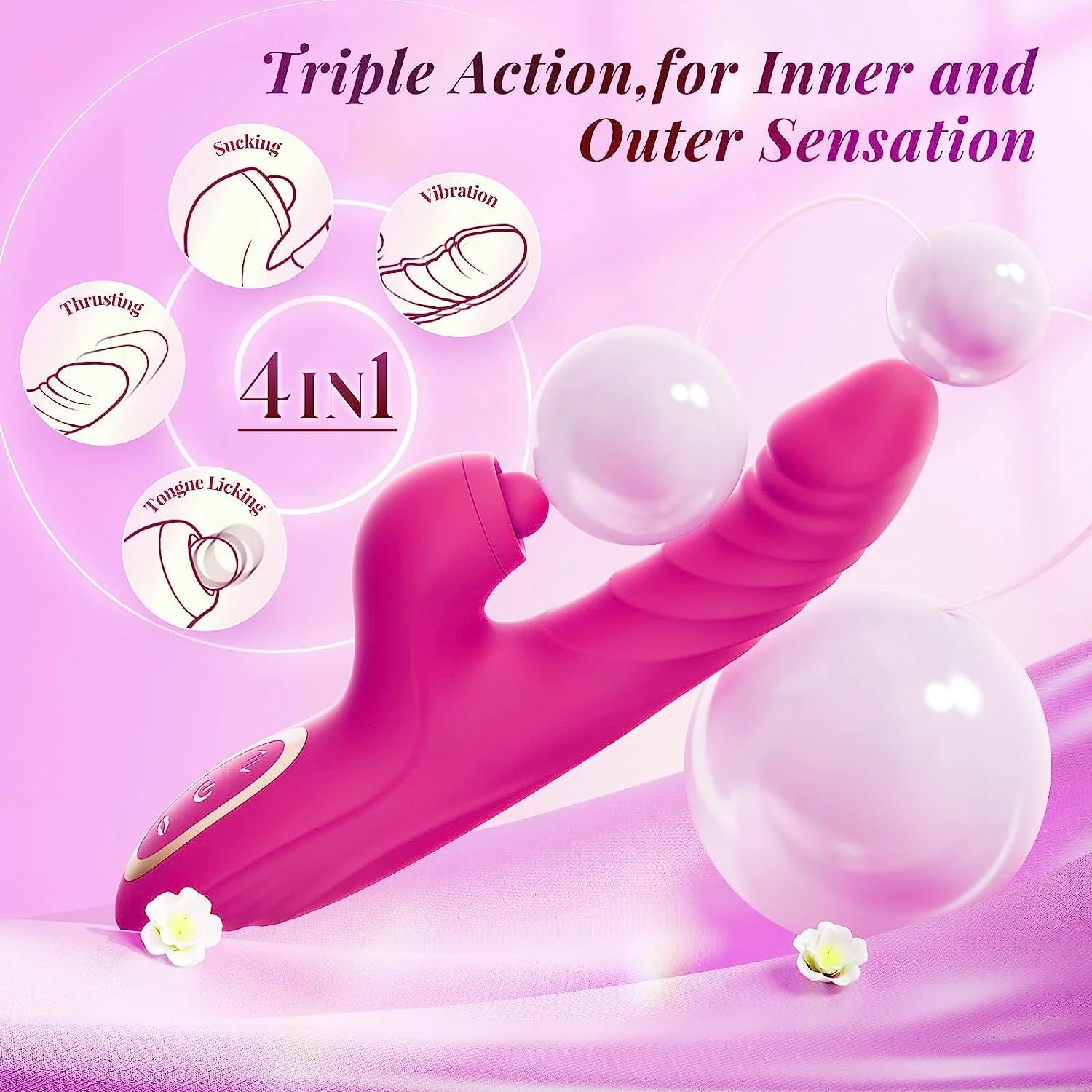 Thrusting Dildo Vibrator for Women G Spot Vibrator Clitoral Sucking Stimulator