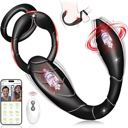 Cock Ring Prostate Massager Anal Vibrator with 9 Vibrating Modes Adult Anal Sex Toys