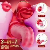 Women Rose Vibrator Realistic Tongue Vibrators Clitoral & G-Spot Stimulator with 10 Licking Modes Adult Toys