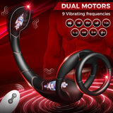 Cock Ring Prostate Massager Anal Vibrator with 9 Vibrating Modes Adult Anal Sex Toys