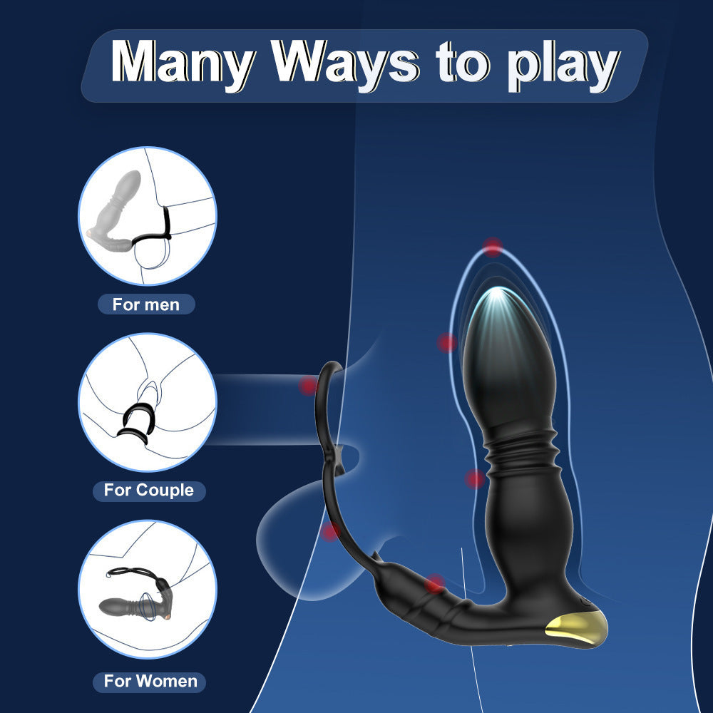 Male Prostate Massager | Thrusting Anal Vibrator Butt Plug with Dual Penis Ring APP Control Sex Toys