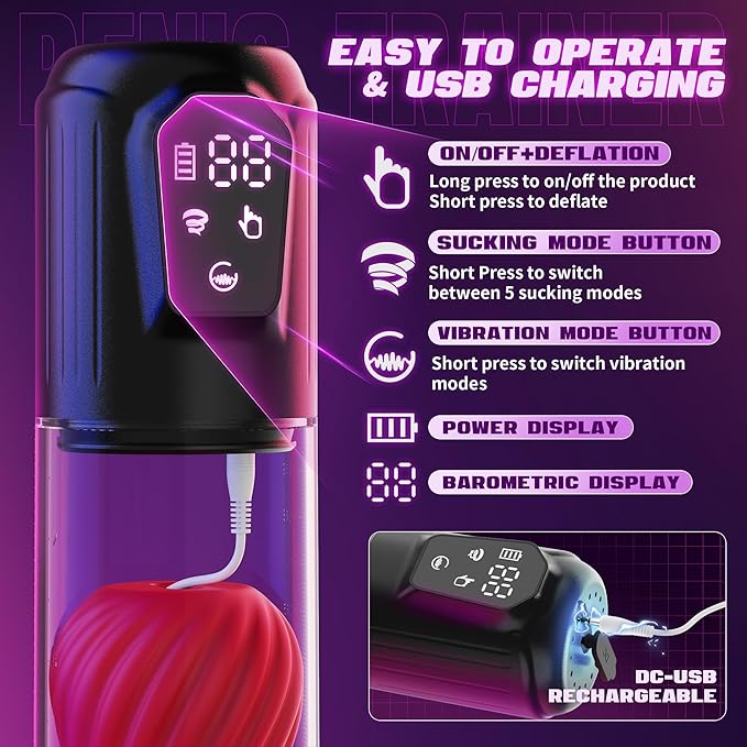 Male Penis Pump App Control Vacuum Vibrating Masturbator Adult Sex Toy for Men