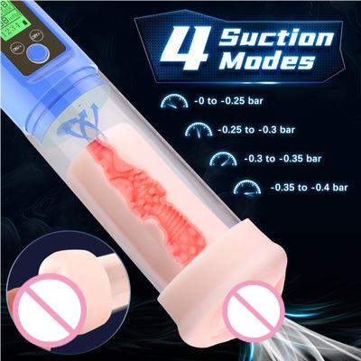 Penis Enlargement Pump Auto Male Erection Enhancement Training Adult Toys with LCD Screen & Realistic Pussy Sleeve