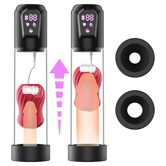 Male Penis Pump Vacuum Vibrating Masturbator Enlarge Pumps Adult Sex Toy for Men