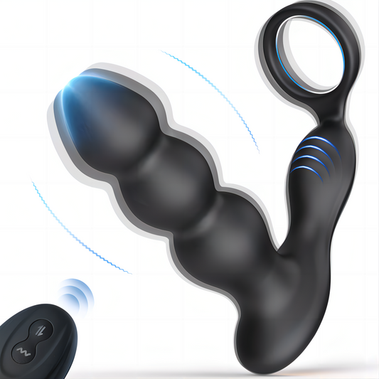 Vibrating Anal Beads Olan Prostate Massager Butt Plug with Cock Ring Sex Toys for Man