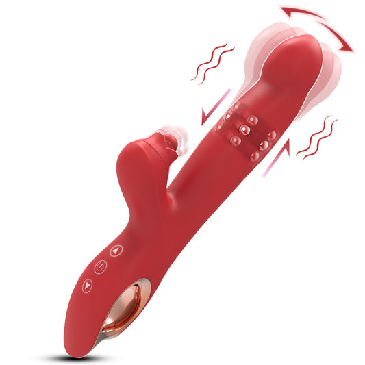 Wiggling Rabbit G Spot Vibrator with Sliding Beads Ring Clitoral Stimulator Woman Sex Toys