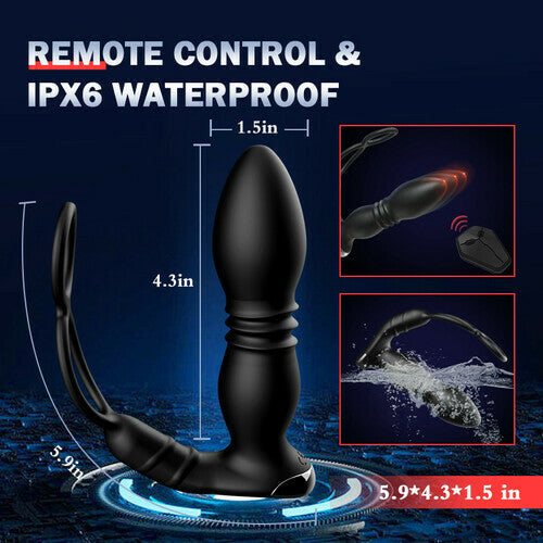 Male Anal Vibrator with Penis Rings Thrusting Vibrating Prostate Massager Man Sex Toys